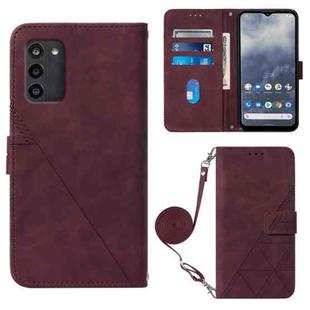 For Nokia G100 Crossbody 3D Embossed Flip Leather Phone Case(Wine Red)