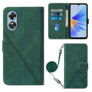 For OPPO A17 4G Crossbody 3D Embossed Flip Leather Phone Case(Dark Green)