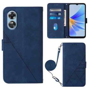 For OPPO A17 4G Crossbody 3D Embossed Flip Leather Phone Case(Blue)