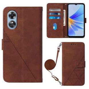 For OPPO A17 4G Crossbody 3D Embossed Flip Leather Phone Case(Brown)