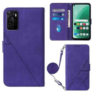 For OPPO A55S 5G CPH2309 JP Edition Crossbody 3D Embossed Flip Leather Phone Case(Purple)