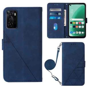 For OPPO A55S 5G CPH2309 JP Edition Crossbody 3D Embossed Flip Leather Phone Case(Blue)