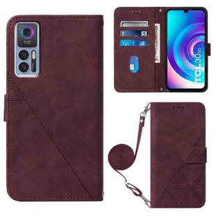 For TCL 30 5G / 30+ 5G Crossbody 3D Embossed Flip Leather Phone Case(Wine Red)