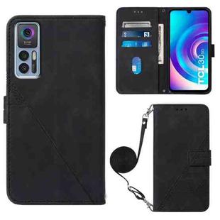 For TCL 30 5G / 30+ 5G Crossbody 3D Embossed Flip Leather Phone Case(Black)