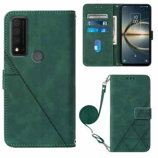For TCL 30 V 5G T781S / 30XE 5G Crossbody 3D Embossed Flip Leather Phone Case(Dark Green)