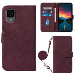 For TCL 30Z T602DL Crossbody 3D Embossed Flip Leather Phone Case(Wine Red)