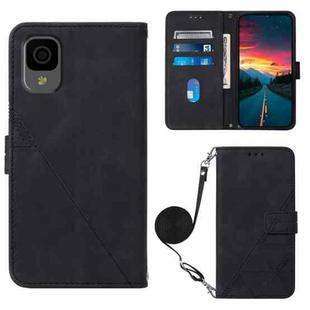 For TCL 30Z T602DL Crossbody 3D Embossed Flip Leather Phone Case(Black)