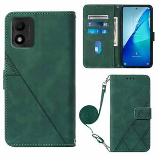 For TCL 303 Crossbody 3D Embossed Flip Leather Phone Case(Dark Green)