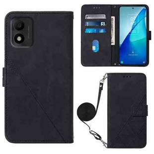 For TCL 303 Crossbody 3D Embossed Flip Leather Phone Case(Black)