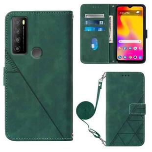 For TCL 30XL T701DL Crossbody 3D Embossed Flip Leather Phone Case(Dark Green)