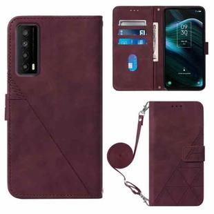 For TCL Stylus 5G Crossbody 3D Embossed Flip Leather Phone Case(Wine Red)