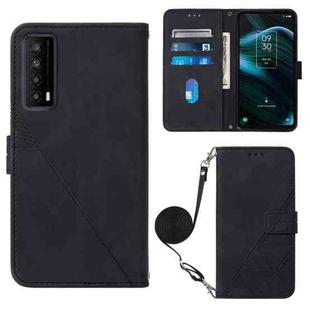 For TCL Stylus 5G Crossbody 3D Embossed Flip Leather Phone Case(Black)