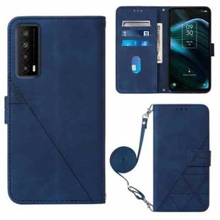 For TCL Stylus 5G Crossbody 3D Embossed Flip Leather Phone Case(Blue)