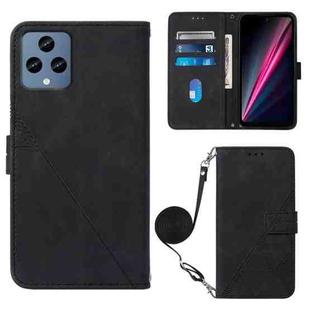 For T-Mobile Revvl 6 5G Crossbody 3D Embossed Flip Leather Phone Case(Black)