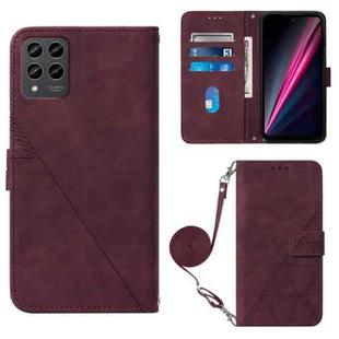 For T-Mobile Revvl 6 Pro 5G Crossbody 3D Embossed Flip Leather Phone Case(Wine Red)