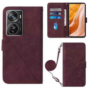 For ZTE Axon 40 Pro Crossbody 3D Embossed Flip Leather Phone Case(Wine Red)