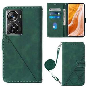 For ZTE Axon 40 Pro Crossbody 3D Embossed Flip Leather Phone Case(Dark Green)