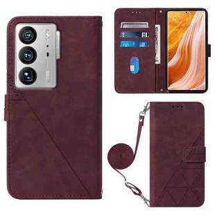 For ZTE Axon 40 Ultra Crossbody 3D Embossed Flip Leather Phone Case(Wine Red)