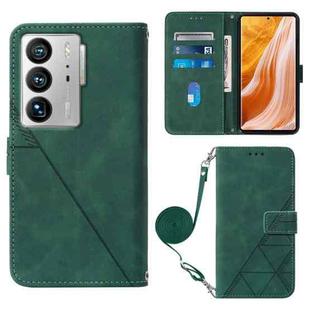 For ZTE Axon 40 Ultra Crossbody 3D Embossed Flip Leather Phone Case(Dark Green)