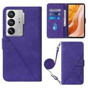 For ZTE Axon 40 Ultra Crossbody 3D Embossed Flip Leather Phone Case(Purple)