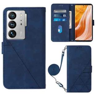 For ZTE Axon 40 Ultra Crossbody 3D Embossed Flip Leather Phone Case(Blue)