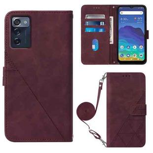 For ZTE Consumer Cellular ZMAX 5G Crossbody 3D Embossed Flip Leather Phone Case(Wine Red)