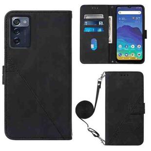 For ZTE Consumer Cellular ZMAX 5G Crossbody 3D Embossed Flip Leather Phone Case(Black)