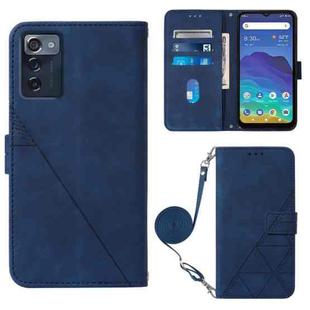 For ZTE Consumer Cellular ZMAX 5G Crossbody 3D Embossed Flip Leather Phone Case(Blue)