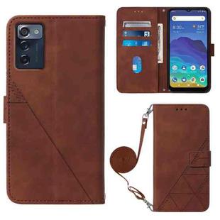 For ZTE Consumer Cellular ZMAX 5G Crossbody 3D Embossed Flip Leather Phone Case(Brown)