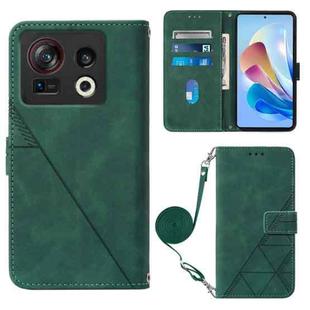 For ZTE Nubia Z40S Pro Crossbody 3D Embossed Flip Leather Phone Case(Dark Green)