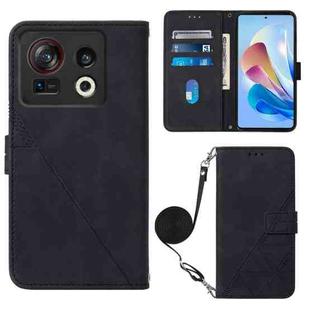 For ZTE Nubia Z40S Pro Crossbody 3D Embossed Flip Leather Phone Case(Black)