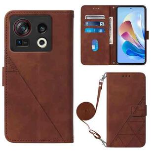 For ZTE Nubia Z40S Pro Crossbody 3D Embossed Flip Leather Phone Case(Brown)