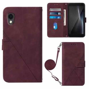 For Cubot Pocket Crossbody 3D Embossed Flip Leather Phone Case(Wine Red)