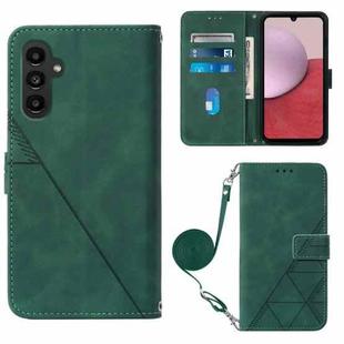 For Samsung Galaxy A14 5G Crossbody 3D Embossed Flip Leather Phone Case(Dark Green)