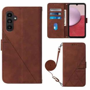 For Samsung Galaxy A14 5G Crossbody 3D Embossed Flip Leather Phone Case(Brown)