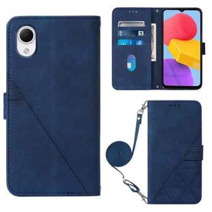 For Samsung Galaxy A23E / A22E / A23S / A23 5G Crossbody 3D Embossed Flip Leather Phone Case(Blue)