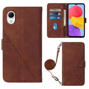 For Samsung Galaxy A23E / A22E / A23S / A23 5G Crossbody 3D Embossed Flip Leather Phone Case(Brown)