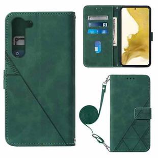 For Samsung Galaxy S23 5G Crossbody 3D Embossed Flip Leather Phone Case(Dark Green)