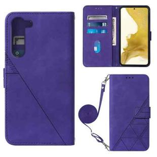 For Samsung Galaxy S23 5G Crossbody 3D Embossed Flip Leather Phone Case(Purple)
