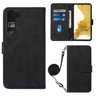 For Samsung Galaxy S23 5G Crossbody 3D Embossed Flip Leather Phone Case(Black)