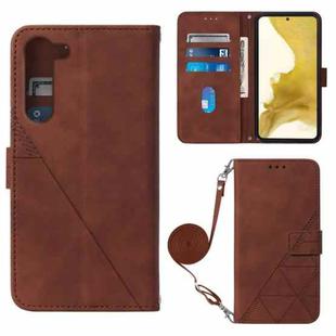 For Samsung Galaxy S23 5G Crossbody 3D Embossed Flip Leather Phone Case(Brown)