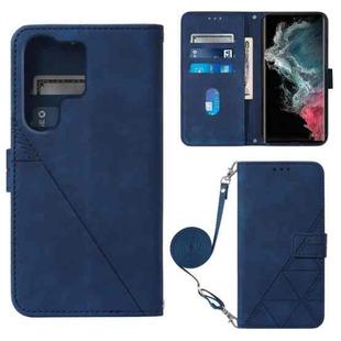 For Samsung Galaxy S23 Ultra 5G Crossbody 3D Embossed Flip Leather Phone Case(Blue)