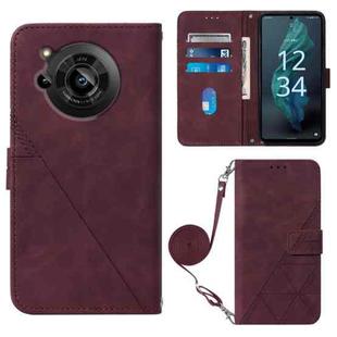 For Sharp Aquos R7 / P7 Crossbody 3D Embossed Flip Leather Phone Case(Wine Red)