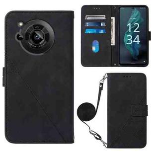 For Sharp Aquos R7 / P7 Crossbody 3D Embossed Flip Leather Phone Case(Black)