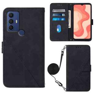 For Sharp Aquos V6 Plus / V6 Crossbody 3D Embossed Flip Leather Phone Case(Black)