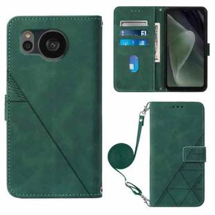 For Sharp Aquos Sense7 Plus Crossbody 3D Embossed Flip Leather Phone Case(Dark Green)