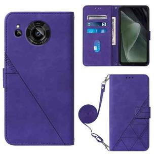 For Sharp Aquos Sense7 SH-V48 Crossbody 3D Embossed Flip Leather Phone Case(Purple)