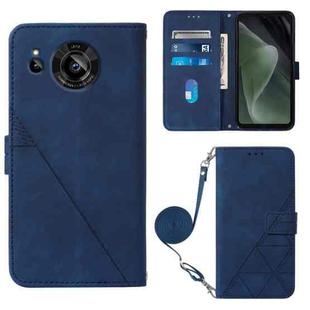 For Sharp Aquos Sense7 SH-V48 Crossbody 3D Embossed Flip Leather Phone Case(Blue)