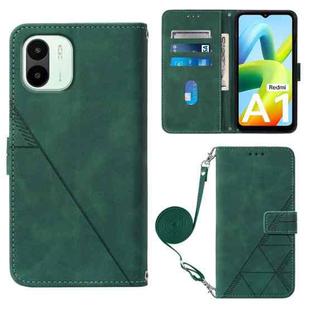 For Xiaomi Redmi A1 Crossbody 3D Embossed Flip Leather Phone Case(Dark Green)