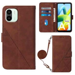 For Xiaomi Redmi A1 Crossbody 3D Embossed Flip Leather Phone Case(Brown)